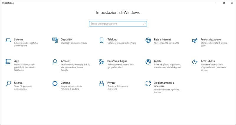 Impostazioni di Windows 10 - IP Statico su Widnows