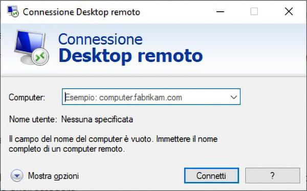 Connessione Desktop Remoto 