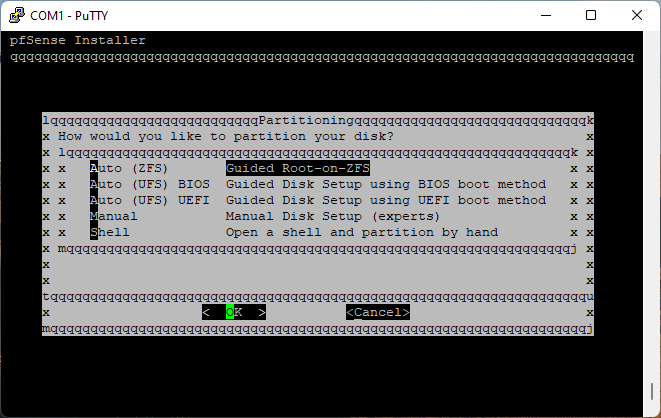 Putty Guided Root-on-ZFS