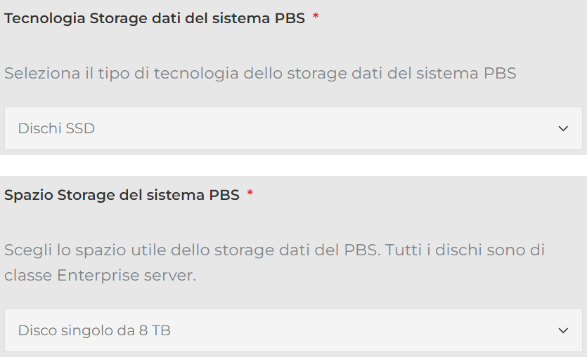 Tecnologia Storage dati del sistema PBS 