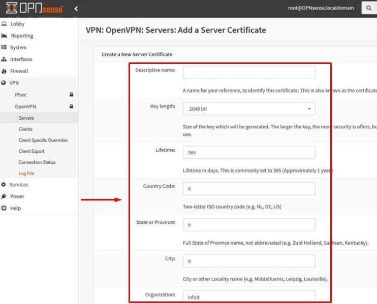 VPN - OpenVPN - Servers - Add a Server Certificate