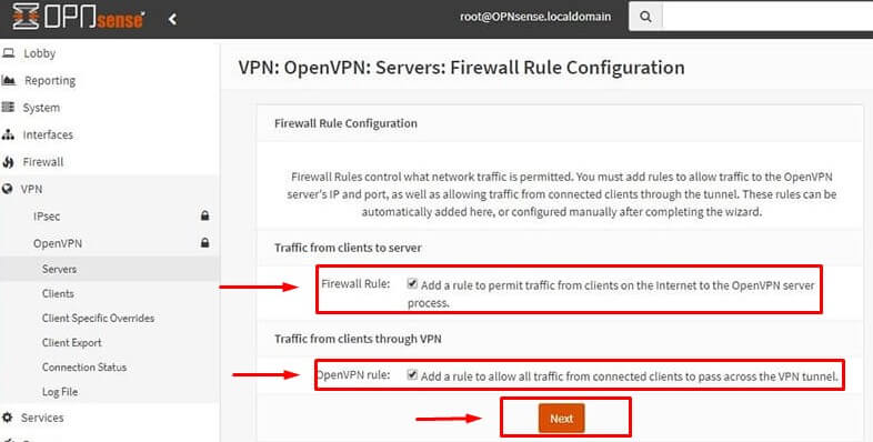 VPN - OpenVPN - Servers - Firewall Rule Configuration 