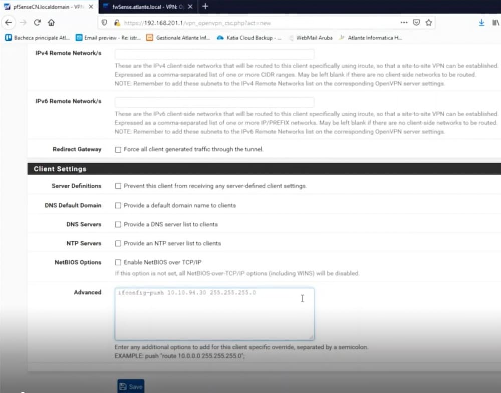 OpenVPN ip fisso